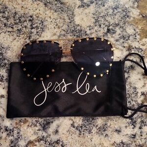 Jess Leah Gold Studded Aviator Sunglasses